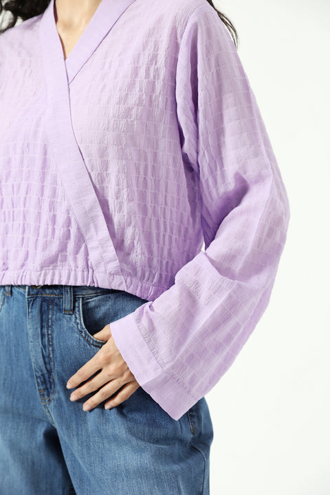 CROPPED TOP WITH GATHERS HEM