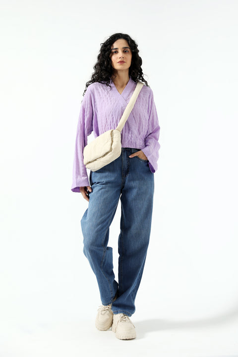 CROPPED TOP WITH GATHERS HEM