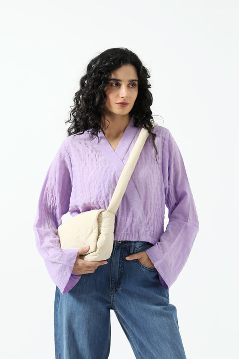 CROPPED TOP WITH GATHERS HEM