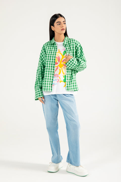 CHECKERED BUTTON DOWN TOP