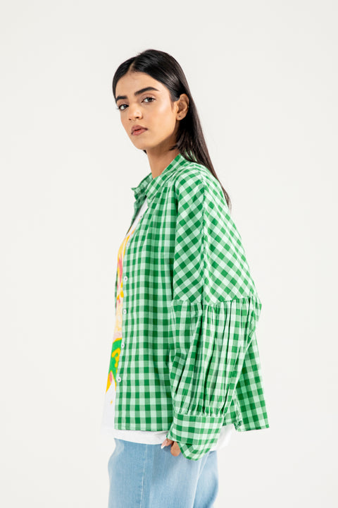 CHECKERED BUTTON DOWN TOP
