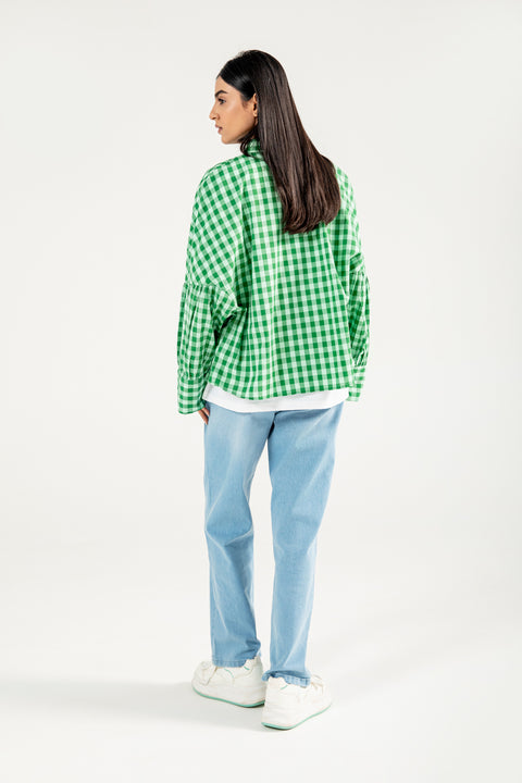 CHECKERED BUTTON DOWN TOP