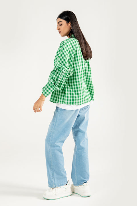 CHECKERED BUTTON DOWN TOP