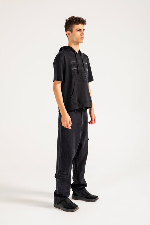 BOXY FIT EMBOSSED GRAPHIC HOODIE TEE