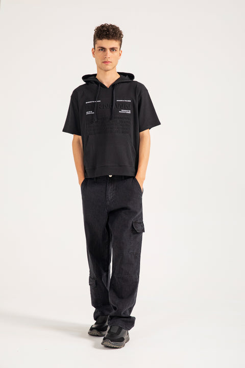 BOXY FIT EMBOSSED GRAPHIC HOODIE TEE