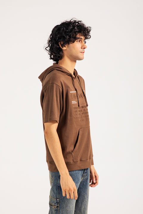 BOXY FIT EMBOSSED GRAPHIC HOODIE TEE