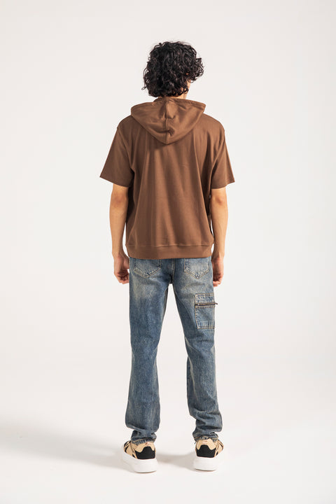 BOXY FIT EMBOSSED GRAPHIC HOODIE TEE