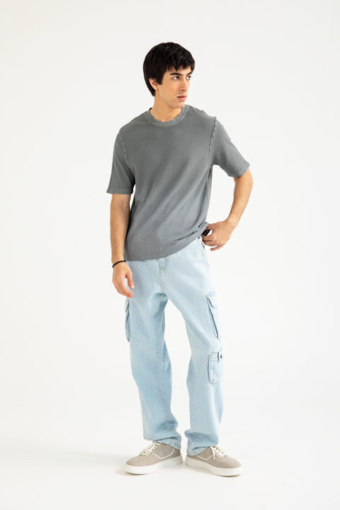 WASHED EFFECT TEXTURED TEE