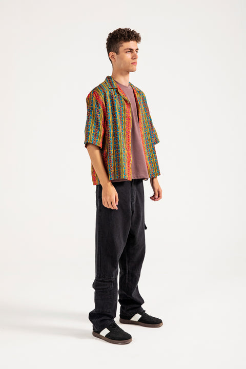 RESORT COLLAR PRINTED BOXY FIT SHIRT