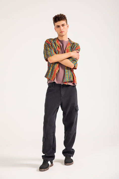 RESORT COLLAR PRINTED BOXY FIT SHIRT