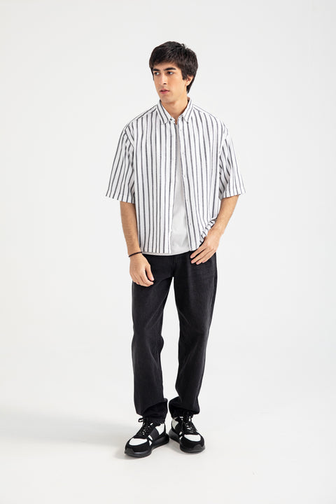 BOXY FIT LINEN STRIPER SHIRT