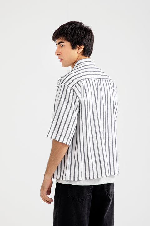 BOXY FIT LINEN STRIPER SHIRT