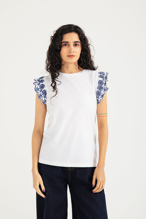 TEE WITH SCHIFFLI DETAIL