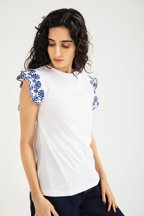 TEE WITH SCHIFFLI DETAIL