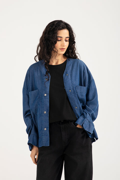 BUTTON DOWN DENIM TOP