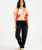 PRINTED TOP WITH SLEEVE DETAIL