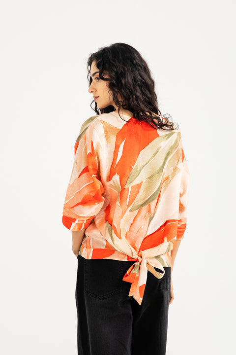 PRINTED TOP WITH HEM DETAIL