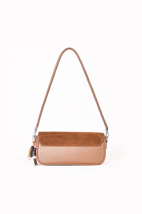 SUEDE FLAP OBLONG BAG