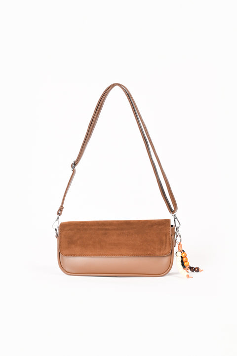 SUEDE FLAP OBLONG BAG