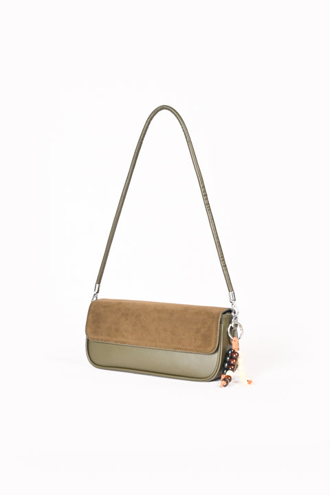 SUEDE FLAP OBLONG BAG