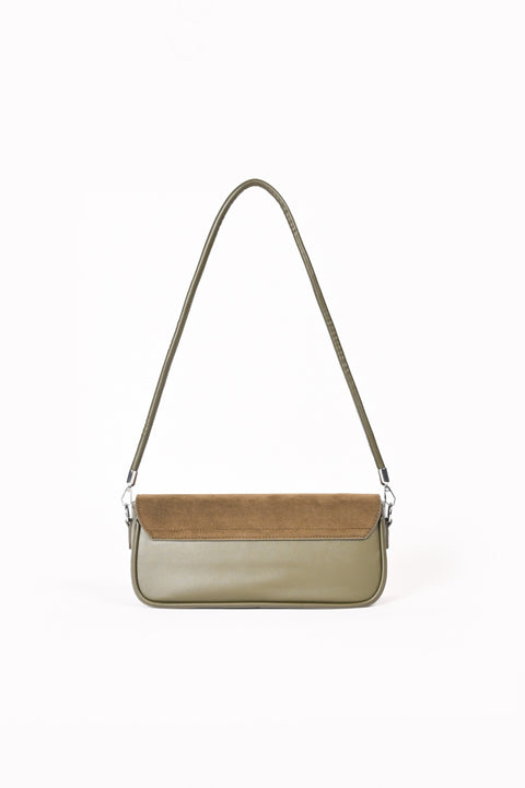 SUEDE FLAP OBLONG BAG