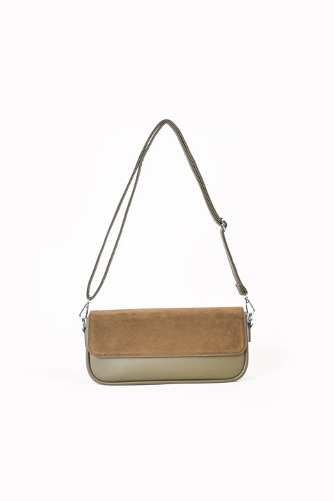 SUEDE FLAP OBLONG BAG