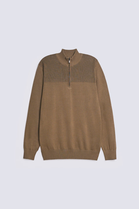 FULL SLEEVE ZIP PLACKET KNITTED POLO