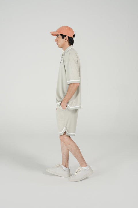 BAGGY FIT BUTTON DOWN MESH POLO