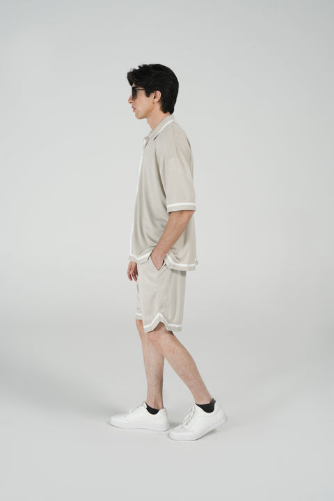 BAGGY FIT BUTTON DOWN MESH POLO