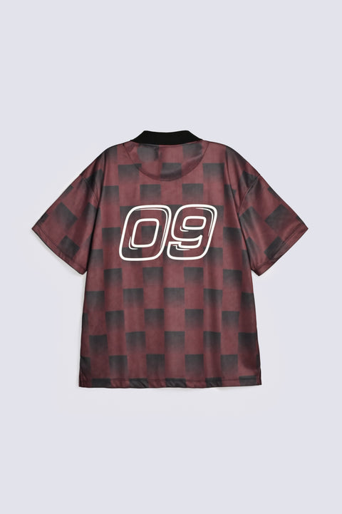 BAGGY FIT JOHNNY COLLAR TEXTURED PRINTED POLO