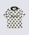 BAGGY FIT JOHNNY COLLAR TEXTURED PRINTED POLO