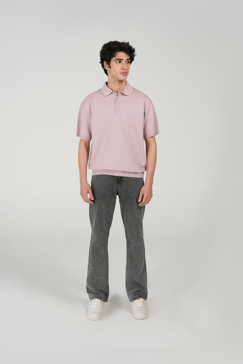RELAXED FIT TEXTURED KNITTED POLO