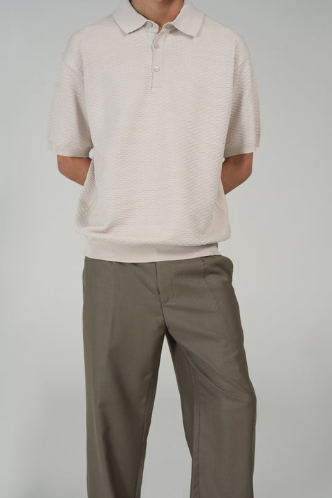 RELAXED FIT TEXTURED KNITTED POLO