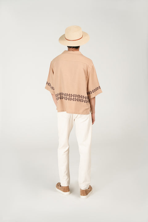 BOXY FIT RESORT COLLAR PRINTED SHIRT
