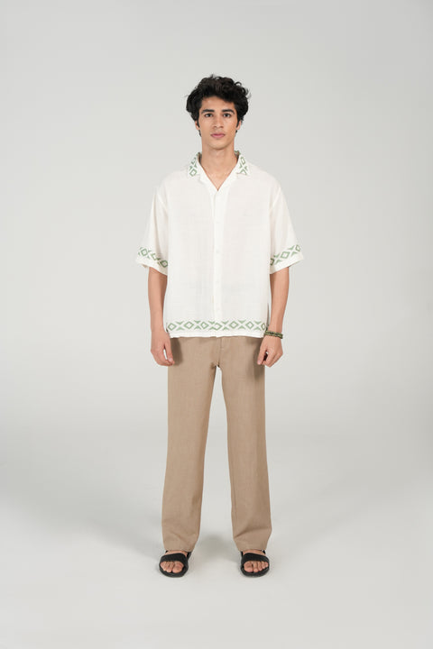BAGGY FIT RESORT COLLAR PRINTED SHIRT