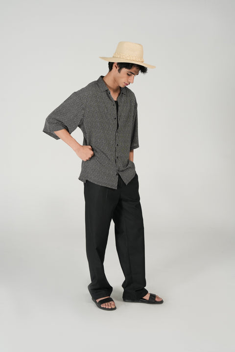 BAGGY FIT TEXTURED STRIPED SHIRT