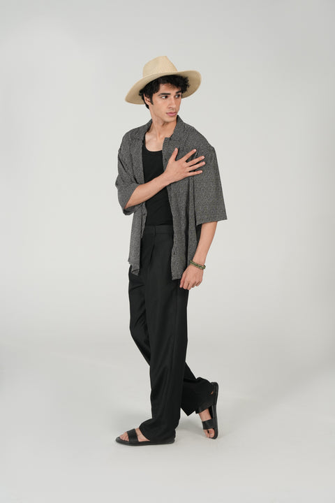 BAGGY FIT TEXTURED STRIPED SHIRT