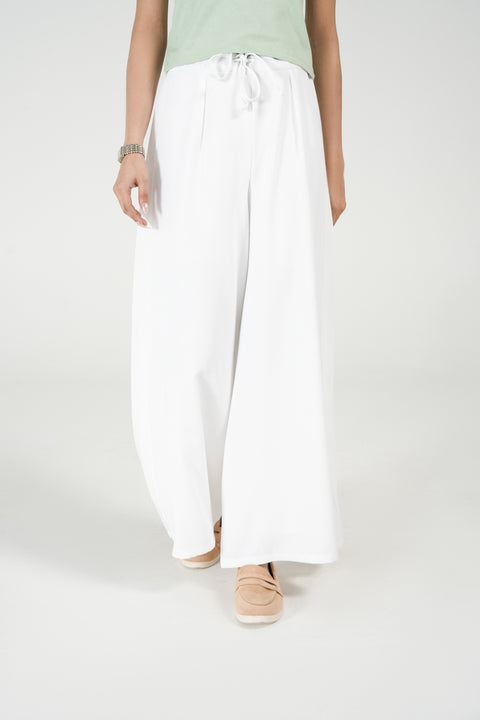 WIDE LEG PLEATED PANTS WITH DRAW CORDS