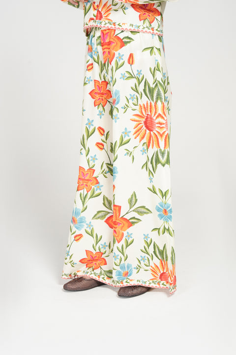 PRINTED WIDE LEG TROUSERS
