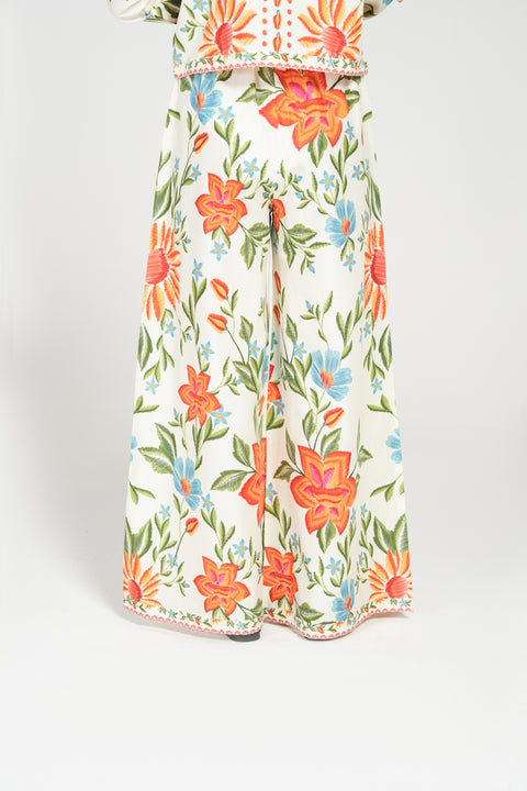 PRINTED WIDE LEG TROUSERS