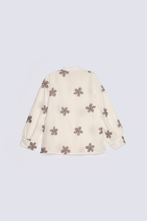 ALL OVER EMBROIDERED BUTTON DOWN TOP