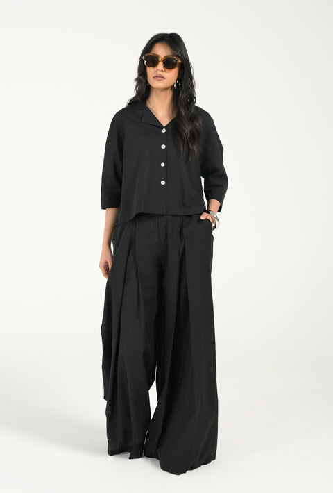 CROPPED BUTTON DOWN TOP