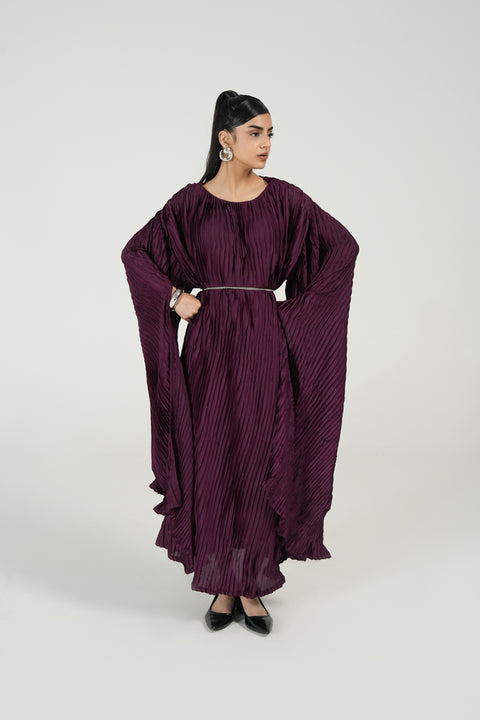 PLEATED DRESS WITH SLEEVE DETAIL