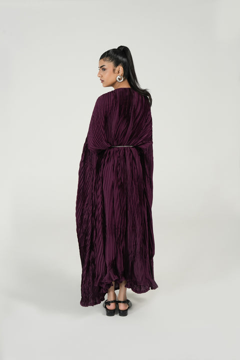 PLEATED DRESS WITH SLEEVE DETAIL
