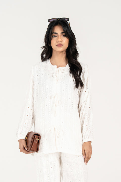 SCHIFFLI TOP WITH FRONT TIE