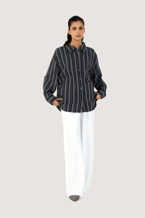STRIPED TOP WITH SLEEVE DETAIL