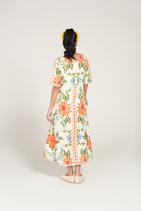 PRINTED PANELED DRESS
