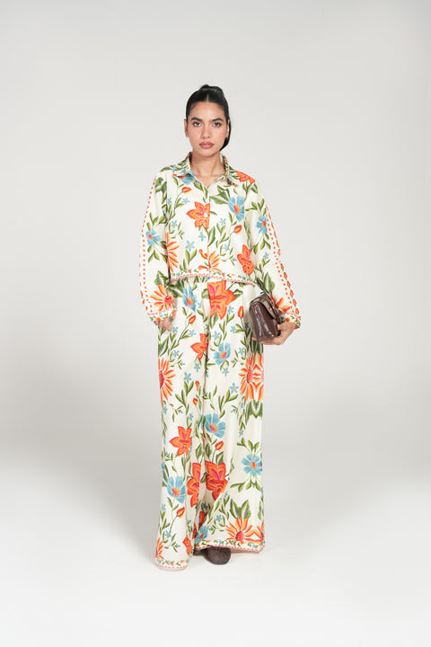 PRINTED BUTTON DOWN TOP