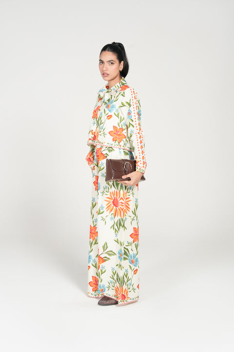 PRINTED BUTTON DOWN TOP