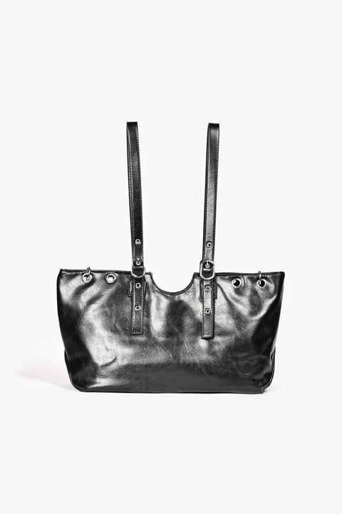 PATENT BUCKLED TOTE BAG